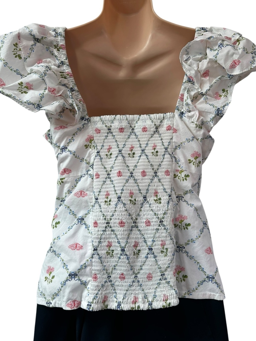 Hill House Home Zuri Top Butterfly Trellis Top sz L - Picture 3 of 9